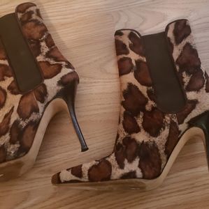 Manolo Blahnik leopard print calf hair bootie